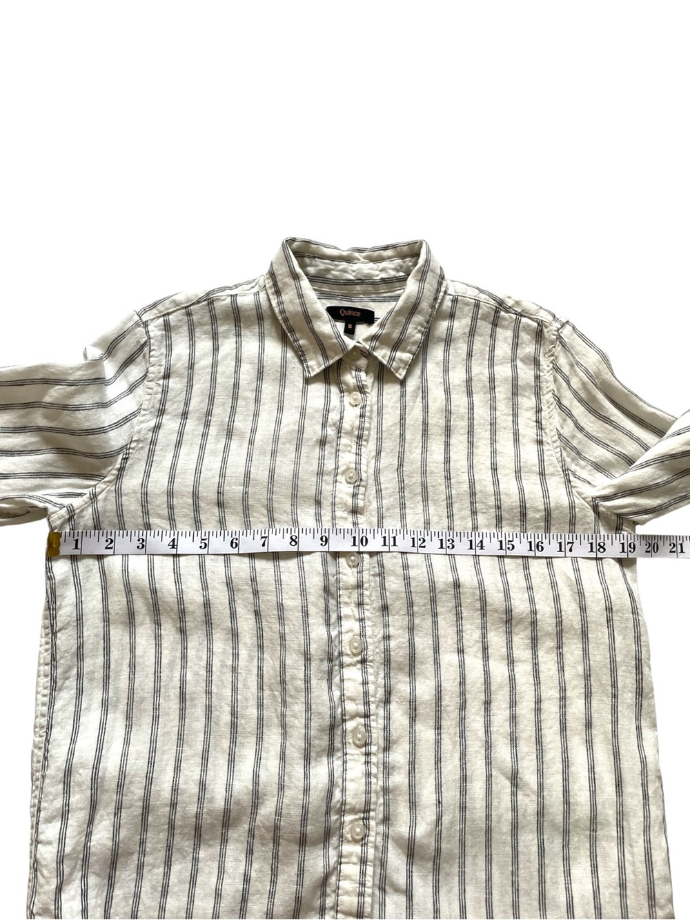 Quince 100% Linen Button Up Shirt Long Sleeve Cream Black Quiet Luxury Small - Picture 8 of 9